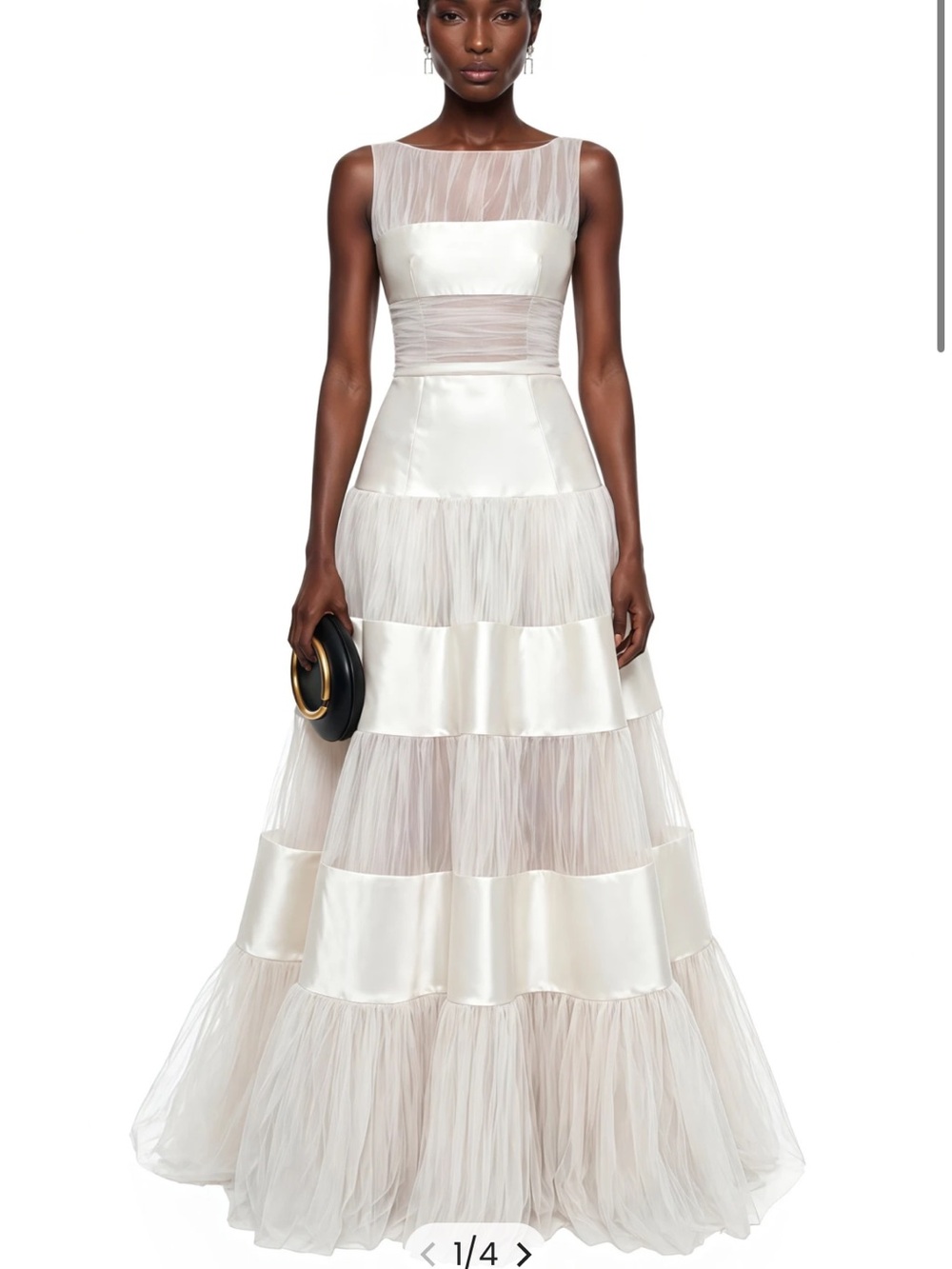 Elegant White Maxi Tulle Tiered Dress